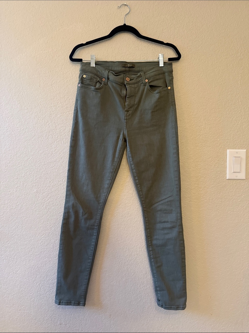 7 For All Mankind Olive Green Slim Jeans